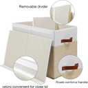 Gowee Large Toy Storage Box with Lid, Sturdy Toys Storage Chest Bin Organizer Basket with Dividers for Kids, Boys, Girls, Nursery, Closet, Bedroom, Playroom 25"x13" x16" (Beige and White)