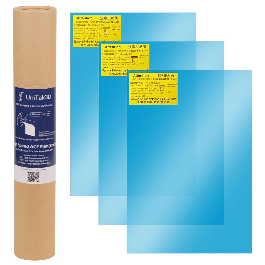 UniTak3D Photon Mono M5S/M5S Pro/M7 Pro/Saturn 3 Ultra ACF Release Film 10.1 Inch Fast FEP Film for High Speed Printing,Suitable for ANYCUBIC Fast 12K 14K Resin 3D Printer-278x190(mm)