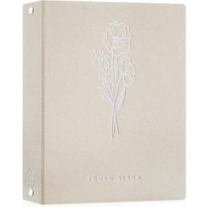 Lanpn Photo Album Scrapbook 11x14, Linen Hard Cover Archival Acid Free Top Load Pocket Photo Book with Sleeves that Holds 100 Vertical Only 11 x 14 Picture (Beige)