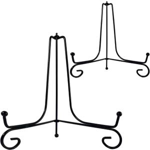 2 x 2PCS Premium Black Iron Plate Stands for Display 8 Inch, Decorative Solid Metal Plate Holders for Displaying, Mini Easel, Frame, Book, Card, Plaque, Bowl, Picture Stands for Display