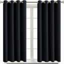 BGment Blackout Curtains for Living Room - Grommet Thermal Insulated Room Darkening Curtains for Bedroom, Set of 2 Panels (52 x 45 Inch, Black)