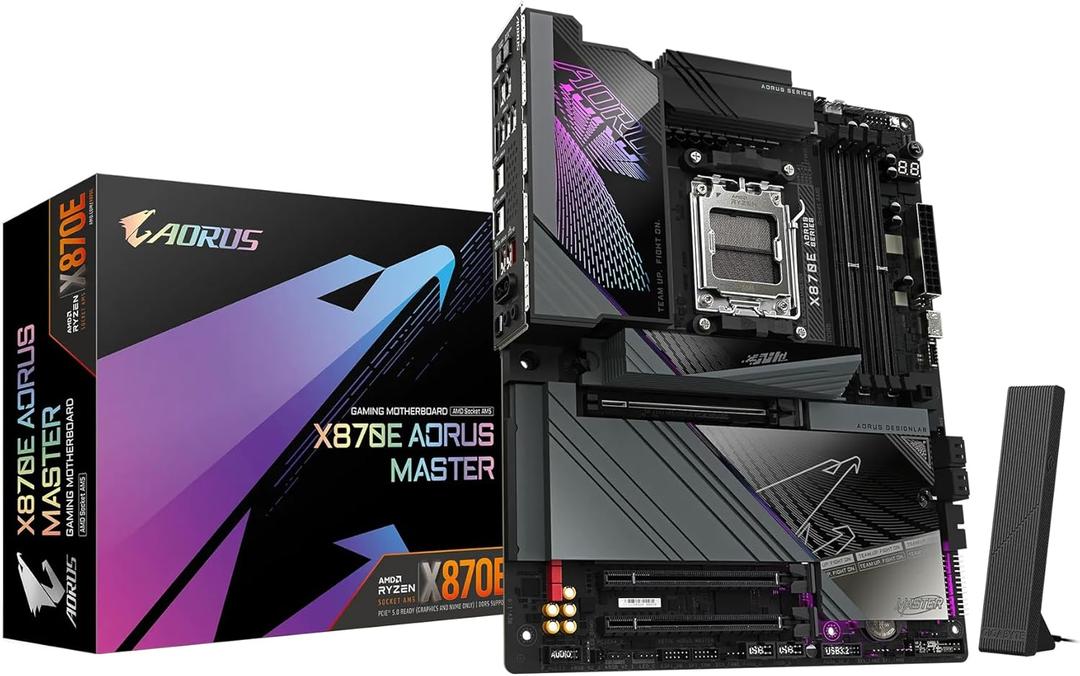 GIGABYTE X870E AORUS Master AMD AM5 LGA 1718 Motherboard, ATX, DDR5, 4X M.2, PCIe 5.0, USB4, WIFI7, 5GbE LAN, EZ-Latch