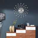 24 Inch Crystal Large Wall Clock for Living Room Decor, Modern Metal Starburst Wall Clock Decor, Bling Crystal Clock for Kitchen Office Bedroom Living Room Decorative, 24.0 Inch