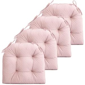 FABRICASTLE Chair Cushions Pads Non-Skid Comfortable 17" x 16" Seat Cushion Cover Set of 4 for Indoor Kitchen Dining Room Office Chairs (Lilac, 4 Counts)