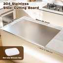 Nisorpa 304 Stainless Steel Chopping Board with Lip, Extra Large Cutting Boards for Kitchen Heavy Duty Cutting Plate with Anti-Slip Mat for Meat Vegetables & Bread, Pastry Board, 35.4"Lx22.8"W
