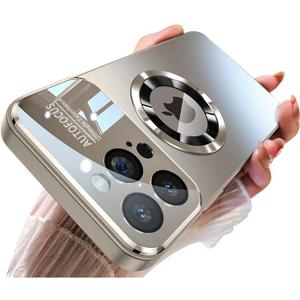 Magnetic Design for iPhone 15 Case,[Compatible with MagSafe][Military Grade Drop Protection] Camera Lens Protector Cover Logo View Dust-Proof Matte Shockproof Protective Cover,Silver