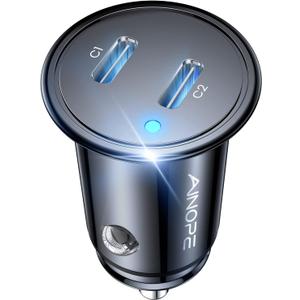 AINOPE USB C Car Charger for iPhone 15, Smallest 56W Car Charger Adapter Fast Charginig, PD 3.0 Dual USB Compatible with iPhone 15 Pro Max Plus/14/13 Pro/12 Pro/12 Mini, Galaxy, iPad Pro (grey)