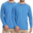 2-Pack UPF 50+ Men’s Long Sleeve Rash Guard Swim Shirt – Cooling, Moisture-Wicking Sun Protection, M