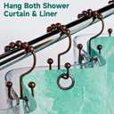 Shower Curtain Hooks Rings Bronze, Rust Proof Stainless Steel Easy Glide Shower Curtain Rings, Double Sided Shower Hooks Rings for Bathroom Shower Rods Curtains, Set of 12 Hooks - Bronze