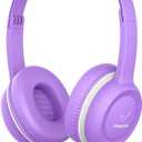 Kids Headphones, Wired Headphones for Kid with Safe Volume Limiter, Kid Headphone with Cord 3.5mm Jack, On-Ear Girls Boys Toddler Headphone for School (Purple)