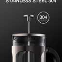 BAYKA French Press Coffee Maker, Large 304 Stainless Steel Coffee Press, Cold Brew Heat Resistant Thickened Borosilicate Coffee Pot for Camping Travel Gifts, 34 Ounce, Dark Pewter