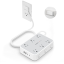 TESSAN Extension Cord 10 ft Surge Protector Power Strip, 12 Outlet Extender with 4 USB (2 USB C), 1800 Joules Protection, Flat Plug, Flat Extension Cord with Multiple Outlets, for Home, Office, Dorm