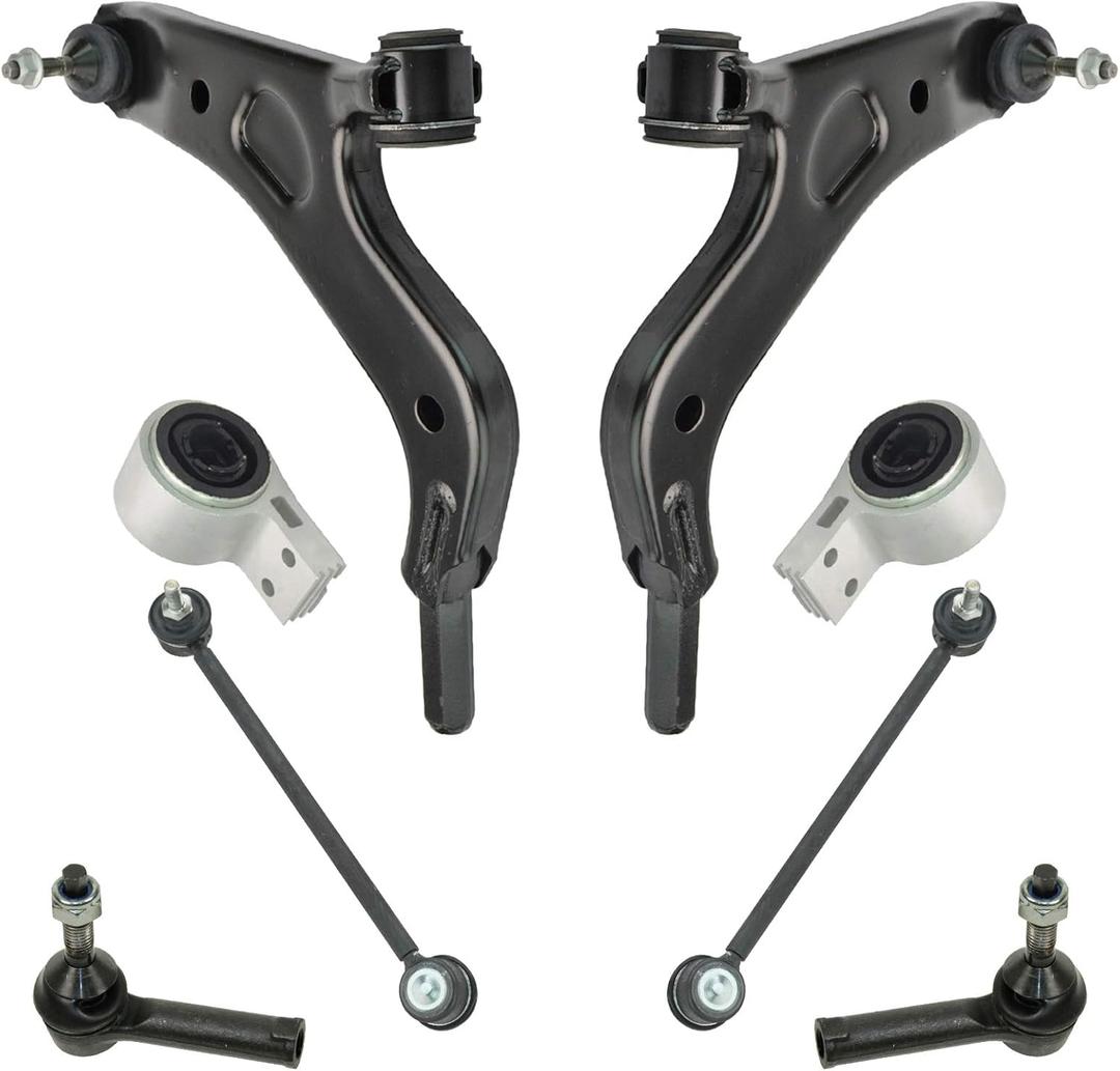 TRQ Front Steering & Suspension Kit Control Arm with Ball Joint Sway Bar Stabilizer Link Tie Rod Compatible with 2008-2009 Ford Taurus Mercury Sable
