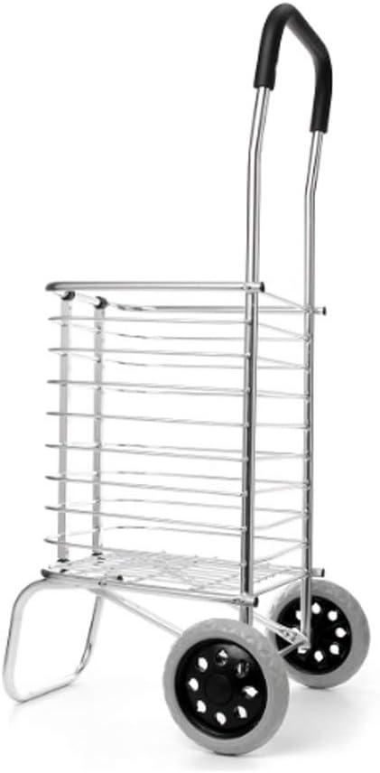 Utility Shopping Cart 2 Wheel Aluminum Folding Portable Shopping Market Grocery Basket Cart Trolley Quality Aluminum Frame Portable Grocery Cart to Save Space