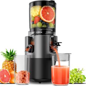 Juicer Machines, Cold Press Juicer with 6" Extra Wide Chute, 90oz Capacity, Powerful AC Brushless Motor, High Juice Yield, Quiet Low db, BPA-Free Juicer Press For Whole Vegetables & Fruits