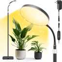 Plant Grow Lights for Indoor,20W Large Round Full Spectrum Warm Light with Gooseneck,63in Tall Stand Floor Growing Lamp, Auto Timer,10 Dimmable Levels for Tall Small Plants Flower Growth