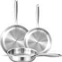 DELARLO Whole body Tri-Ply Stainless Steel Kitchen Cookware Set of 3 Kitchen Pots and Pans sets 8.5 10.5 12.5 Heats quickly Cookware, Suitable for All Stove