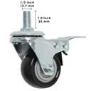 Finnhomy Stem Caster Wheels 2 Inch Heavy Duty Threaded Swivel Casters 1/2" -13 x 1 with Brake Set of 4 Premium Polyurethane Wheels PU Anti-wear Smooth Casters, Black