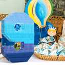 Sratte Number 1 2 3 4 5 6 7 8 9 Piata with Stick Blindfold Confetti, Gradient Blue Piata for Kids Boys Girls Birthday Party Anniversary Decorations Supplies(Number 9)