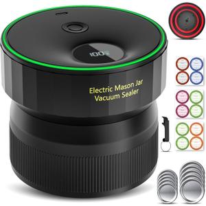 2026 Upgraded Mason Jar Vacuum Sealer, Electric Vacuum Sealer for Regular Mouth and Wide Mouth Canning Jars, Fully Automated and Portable (Black)