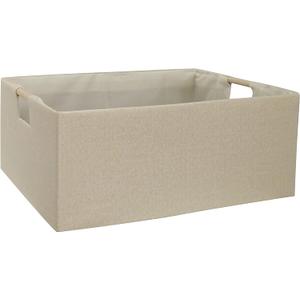 Storage Bin for Shelves Rectangle Closet Baskets Foldable Box with Handles Beige Shelf Baskets Toy Boxes for Home Office Car Dormroom