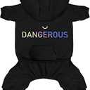 Izefia Dog Hoodie Clothes with Pocket 4 Legs Jumpsuit Fleece Sweater Winter Sweat Shirt Warm Cotton Hoodies for Small Dog Medium Large Cat Black M