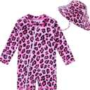 NIFACO Baby Girls Swimsuit 18-24 Months Infant Zipper Bathing Suit UPF 50+ Long Sleeve Rashguard Sunsuit B-Leopard