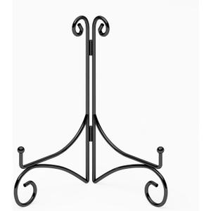 Iron Plate Stand for Display with Folding Design, Picture Stands for Tables, 12 Inch Large Easels for Displaying for Book, Art Piece, Photo and Platter, 12 Black