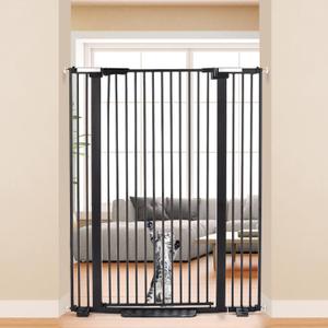 51.18" Extra Tall Cat Gate for Doorway, 29"-40" Auto Close Pet Gate Include 2.75" and 5.5" Extension Kits, No Drilling Pressure Mount Kit, Suitable for Doorways or Kitchen, Black