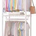 Rolling Clothing Rack-Heavy Duty Clothes Rack with Lockable Wheels, White
