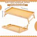 Geelin Extra Large 30.3 x 15 Inch Bamboo Bed Tray Table with Folding Legs Breakfast Tray for Bed Sofa Eating Working Laptop TV Desk Snack Table(Natural Color)