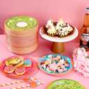 Huwena 200 Pcs Donut Paper Plates 7" Disposable Donut Party Plates Colorful Cute Serving Trays Snack Platter for Theme Birthday Assorted Designs Party Supplies
