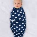The Peanutshell Baby Swaddle Blankets Set of 3 - Baby Boy Sleep Sack for Newborn, Newborns Sack 0-3, 3-6 Month Swaddles, Soft & Breathable Cotton - Blue Dinosaur (M/L)