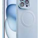 ZhyzRhsm Designed for iPhone 15 Pro Max Case Silicone Compatible with Magsafe, Camera Lens Protector, Military Grade Shockproof Protective, Rectangle Magnetic Phone Case for iPhone 15 Pro Max Blue