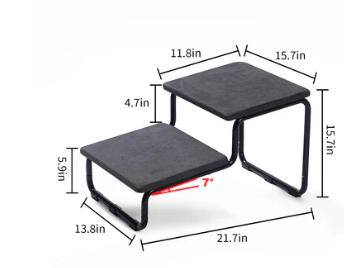 Dog Stairs for Large and Small Dogs, Extra Wide Metal Frame Dog Steps for Bed and Couch, Stable and Durable (Dark Grey, 20.9H (Extra Wide), 2 Step