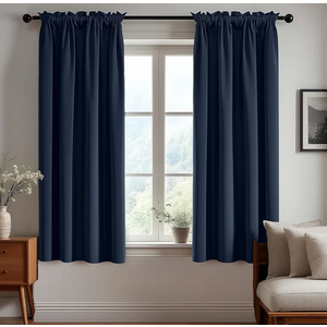 Deconovo Blackout Curtains, Thermal Insulated Rod Pocket Window Drapes, Noise Reducing, Oeko-TEX Certified, Room Darkening Curtains for Bedroom/Living Room, 2 Panels, Navy Blue, 42W x 63L