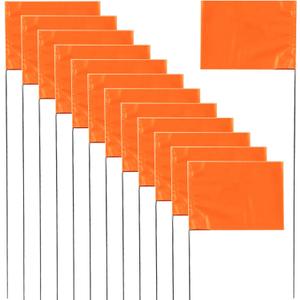 30 Pack Orange 15 x 2.5 x 3.5 Inch Rectangular PVC Marking Flags for Lawn, Yard, Landscape, Survey, Construction, Landscaping, Gardening
