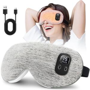 EASICUTI Heated Eye Mask, Cordless Warm Eye Compress for Dry Eyes Blepharitis Stye Treatment Eye Relief Improve Sleep, 4-Level Temperature & Timer, Washable Eye Heating Pad for Sleeping, Travel, Grey
