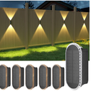 Ellasay Solar Fence Lights Outdoor: 4-Pack Solar Powered Wall Lights Up and Down Waterproof IP653 Color Brighter LED Focus Lens SolarLights Dusk to Dawn 12h for Patio/Backyard/Porch/Railing