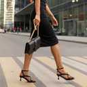 ZURIN Women's Low Kitten Heels Sandals Dressy Strappy Heeled Sandals Open Square Toe Ankle Strap Summer Dress Party Shoes 2.4 Inch (6.5, Black)