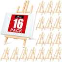 AROIC 15In Wood Easels, Easel Stand for Painting Canvases, Tripod Art Easel, Painting Party Easel, Kids Student Tabletop Easels for Painting, Portable Canvas Photo Picture Sign Holder (16PCS）
