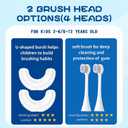 DYCROL Kids U Shaped Electric Toothbrush with 4 Brush Heads, Sonic Toothbrush Kids with 5 Modes, Cartoon Dinosaur 360-Degree Cleaning IPX7 Waterproof Design (6-12 Age (Blue))