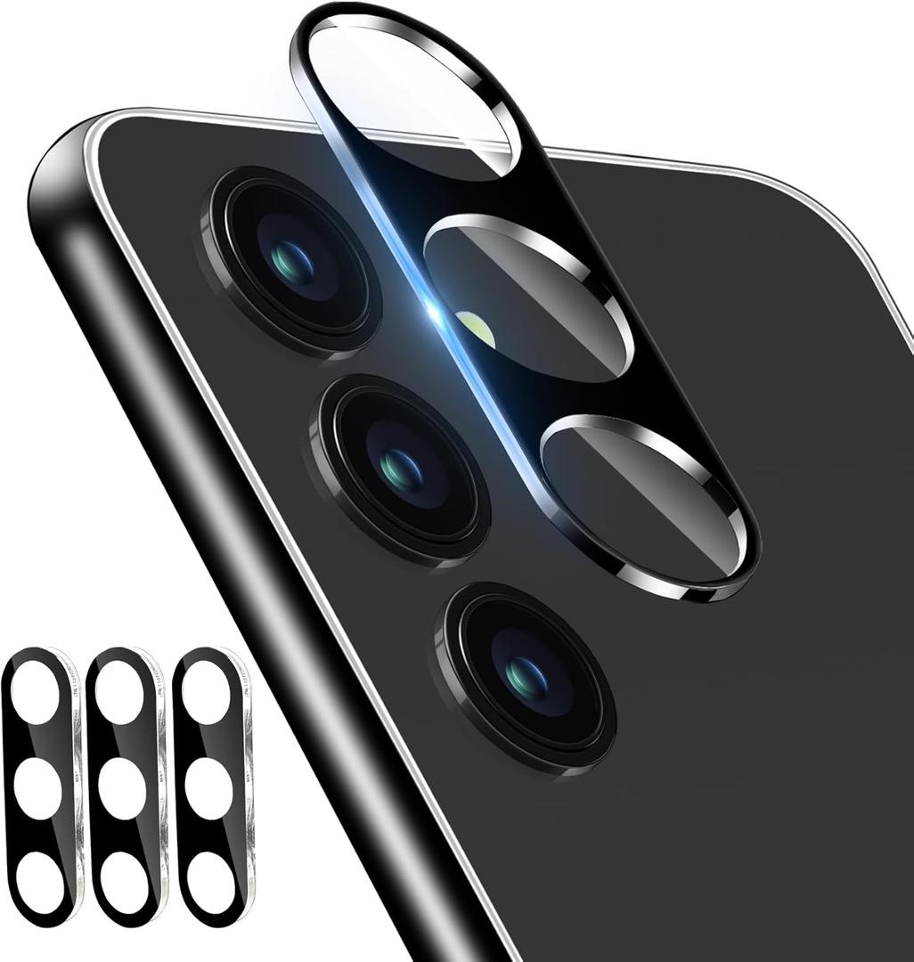 3 Pack Camera Lens Protector for Samsung Galaxy S25, Tempered Glass Camera Protector Lens Cover, Ultra HD, 9H Hardness, Anti-Scratch, Case Friendly, Easy to Install [No Affect on Night Shots] (Black)