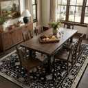 RELEANY Area Rugs 8'x10' Washable Non-Slip, Floral Vintage Distress Print Pattern Medallion Carpet for Living Room Bedroom Dining Room, Black Brown Neutral Dark Tan