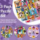 3-Pack 100 Piece Puzzles for Kids,Dogs Cats Cupcakes Puzzle for Kids Age 4-6 6-8 8-10,Unique Large Piece Animals Jigsaw Puzzle,Recycled Paper,Bright & Colorful Educational Puzzle Game,Boys Girls Gift