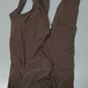 YEOREO Sleeveless Jumpsuits for Women Sexy Backless Gym Bodycon Lizvette V Back Scrunch Butt Rompers (Small, Coffee)