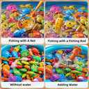 NIPLOOOW Pool Fishing Toys Games, Water Table Bathtub Toy with Inflatable Pool Pole Rod Net Plastic Floating Fish, Birthday Gifts for Kids Age 3 4 5 6 Year Old,Kids Outdoor Toys