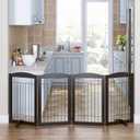 Spirich Freestanding Wire Pet Gate for Dogs, 30 inches Tall Dog Gate for The Houes, Doorway, Stairs, Pet Puppy Safety Fence,Set of Support Feet Included (Espresso, 4 Panels) ASIN: B07T8Z8NKL