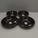 WB31M19 and WB31M20 GE Drip Pans for Electric Stove, 10% Energy Save by Enamel Spraying Prevent Bending and Rust -Includes a Set of 4 Black Stove Drip Pans(2 * 6+2 * 8)