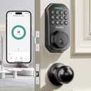 Keyless Entry Door Lock with Handle App Control Door Locks for Front Door Anti-Peeping Password Smart Door Lock for Homes Hotel Bedroom Doors with 2 Door Knobs (Matte Black)